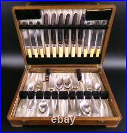 Vintage Cutlery Canteen / Set for 6. Old English pattern. Silver Plated. 1930s