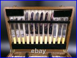 Vintage Cutlery Canteen / Set for 6. Old English pattern. Silver Plated. 1930s