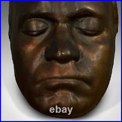 Vintage Death Mask, English, Bronze, Memento Mori, 20th Century, Circa 1960