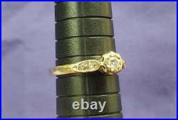 Vintage Diamond Engagement Ring Antique Art Deco Style Gold Wedding Band English