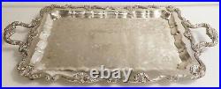 Vintage ENGLISH SILVER Plate Large 26 Serving Footed Platter Tray NO MONOGRAM