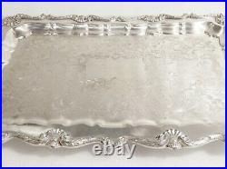 Vintage ENGLISH SILVER Plate Large 26 Serving Footed Platter Tray NO MONOGRAM