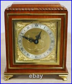 Vintage Elliott 8 Day Solid Mahogany & Bronze Square Timepiece Mantel Clock