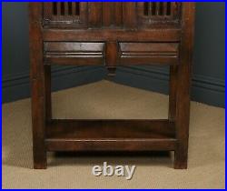 Vintage English 16th Century Style Gothic Oak Pot-Board Cupboard Cabinet c. 1950