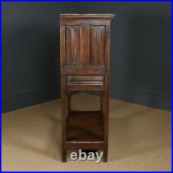 Vintage English 16th Century Style Gothic Oak Pot-Board Cupboard Cabinet c. 1950