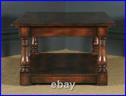 Vintage English 17th Century Style Oak Rectangular Pot Board Side Coffee Table