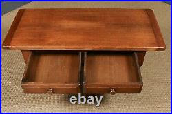 Vintage English 18th Century Style Oak Rectangular Coffee Table With Two Drawers