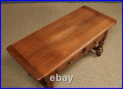 Vintage English 18th Century Style Oak Rectangular Coffee Table With Two Drawers