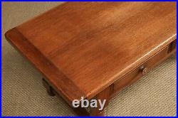 Vintage English 18th Century Style Oak Rectangular Coffee Table With Two Drawers