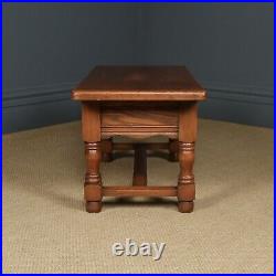 Vintage English 18th Century Style Oak Rectangular Coffee Table With Two Drawers