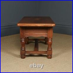 Vintage English 18th Century Style Oak Rectangular Coffee Table With Two Drawers