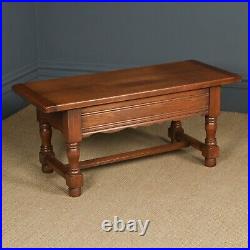 Vintage English 18th Century Style Oak Rectangular Coffee Table With Two Drawers