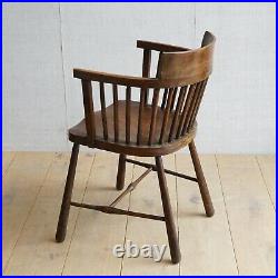 Vintage English 1930's Windsor, Shaker Style Office Armchair Stick Back Chair
