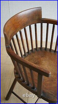 Vintage English 1930's Windsor, Shaker Style Office Armchair Stick Back Chair