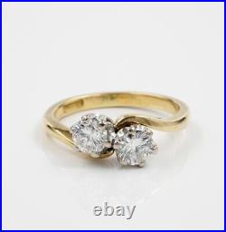 Vintage English. 65 Ct Double Diamond Twist 18 Kt ring