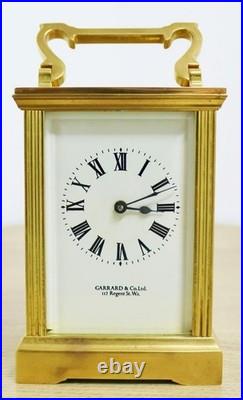 Vintage English 8 Day Gilt Brass Garrard & Co Ltd Timepiece Carriage Clock