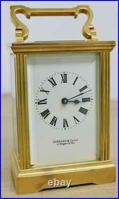 Vintage English 8 Day Gilt Brass Garrard & Co Ltd Timepiece Carriage Clock
