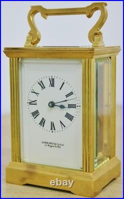 Vintage English 8 Day Gilt Brass Garrard & Co Ltd Timepiece Carriage Clock