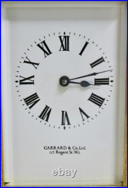 Vintage English 8 Day Gilt Brass Garrard & Co Ltd Timepiece Carriage Clock