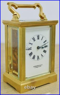 Vintage English 8 Day Gilt Brass Garrard & Co Ltd Timepiece Carriage Clock