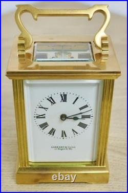 Vintage English 8 Day Gilt Brass Garrard & Co Ltd Timepiece Carriage Clock