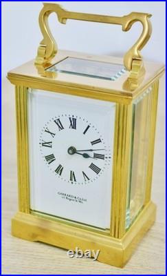 Vintage English 8 Day Gilt Brass Garrard & Co Ltd Timepiece Carriage Clock