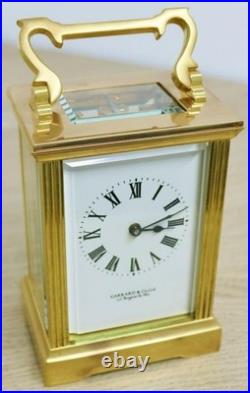 Vintage English 8 Day Gilt Brass Garrard & Co Ltd Timepiece Carriage Clock