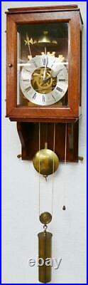 Vintage English 8 Day Strike Weight Driven Skeleton Hooded Regulator Wall Clock