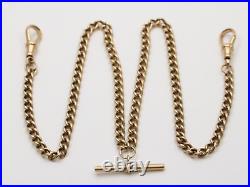 Vintage English 9K Gold Curb Link Albert Watch Chain, 19 Long