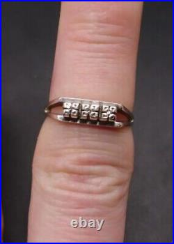 Vintage English 9ct Gold Diamond Trilogy Ring. Art Deco Design. UK Size M 1/2