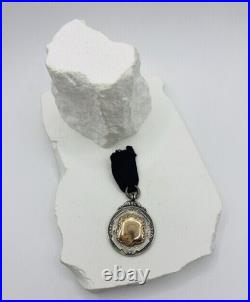 Vintage English 9ct Gold & Sterling Silver Watch Fob Medal Early 20th Century 9g