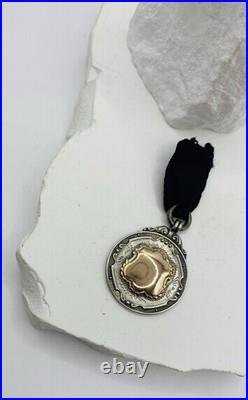 Vintage English 9ct Gold & Sterling Silver Watch Fob Medal Early 20th Century 9g