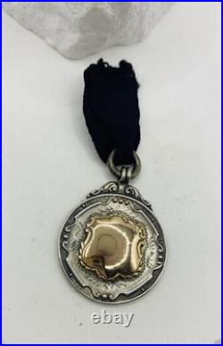 Vintage English 9ct Gold & Sterling Silver Watch Fob Medal Early 20th Century 9g