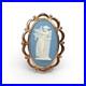 Vintage English 9k Gold White Blue, Lady And Harp Antique Cameo Style Earrings