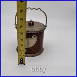 Vintage English Biscuit Barrel Made Of Oak & Nickel Silver Unique Wave Handle M