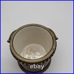 Vintage English Biscuit Barrel Made Of Oak & Nickel Silver Unique Wave Handle M