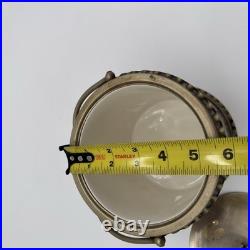 Vintage English Biscuit Barrel Made Of Oak & Nickel Silver Unique Wave Handle M