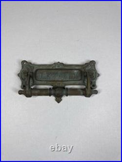 Vintage English Brass Door Knocker with Letter Slot Nice Patina Look