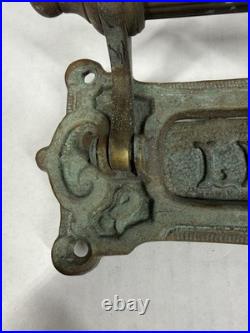 Vintage English Brass Door Knocker with Letter Slot Nice Patina Look