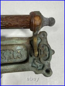 Vintage English Brass Door Knocker with Letter Slot Nice Patina Look