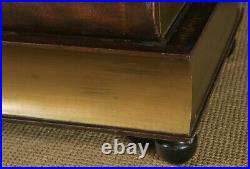 Vintage English Brown Leather Double Book Form Shaped Occasional Coffee Table