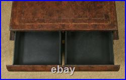 Vintage English Brown Leather Double Book Form Shaped Occasional Coffee Table