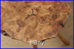 Vintage English Burr Walnut Tree Trunk Root Slab Coffee Occasional Side Table