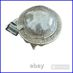 Vintage English Caviar Dish Revolving Lid Queen Anne Silver Plated