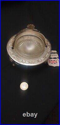 Vintage English Caviar Dish Revolving Lid Queen Anne Silver Plated