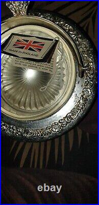 Vintage English Caviar Dish Revolving Lid Queen Anne Silver Plated