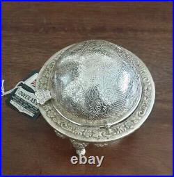 Vintage English Caviar Dish Revolving Lid Queen Anne Silver Plated