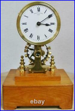 Vintage English Eureka Style Electromagnetic Table Clock Walnut & Glass Case