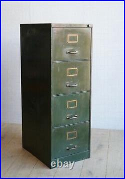 Vintage English Filing Cabinet With Brass Details