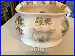 Vintage English Floral Ironstone Cache pot with handles Vintage English Floral Ironstone Cache pot with handles